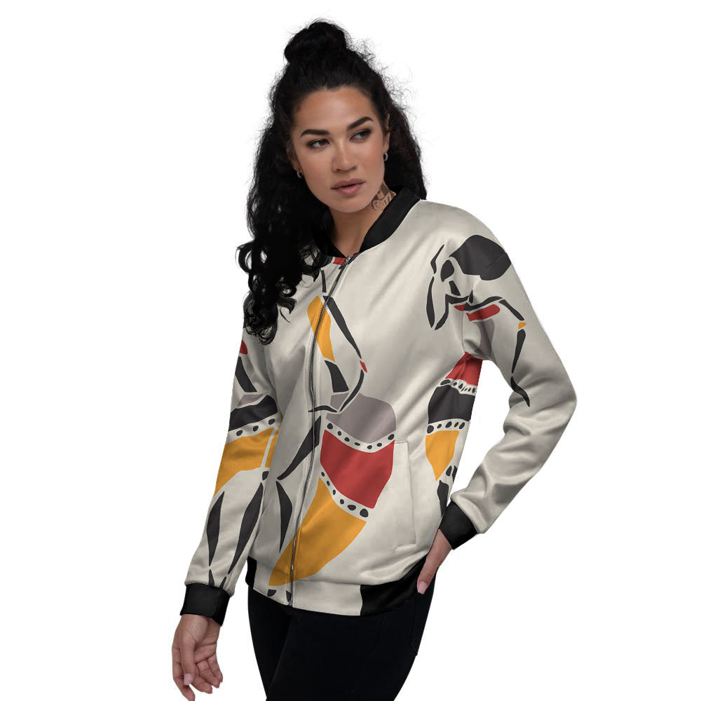 African Ethnic Girl Print Women's Bomber Jacket-grizzshop