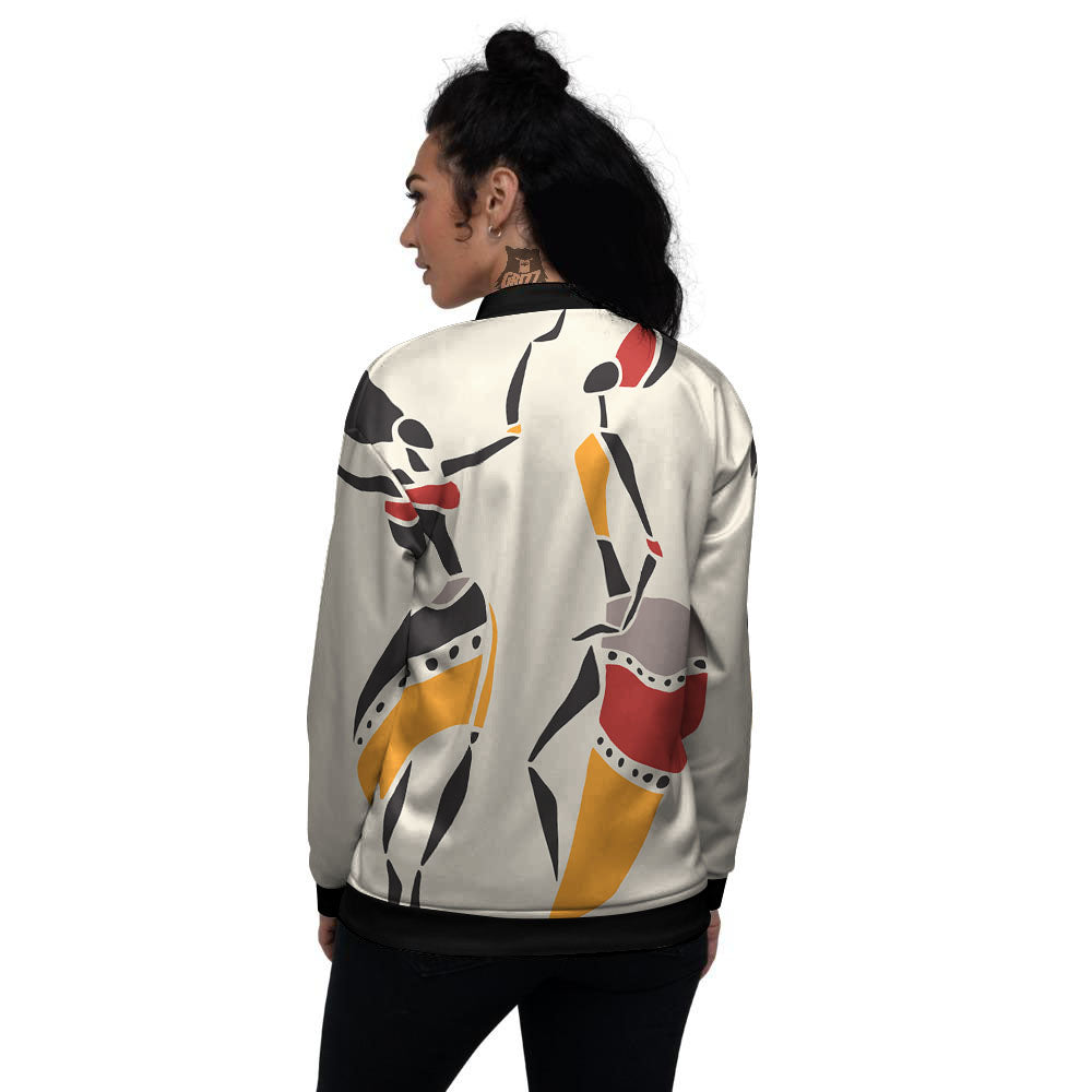 African Ethnic Girl Print Women's Bomber Jacket-grizzshop