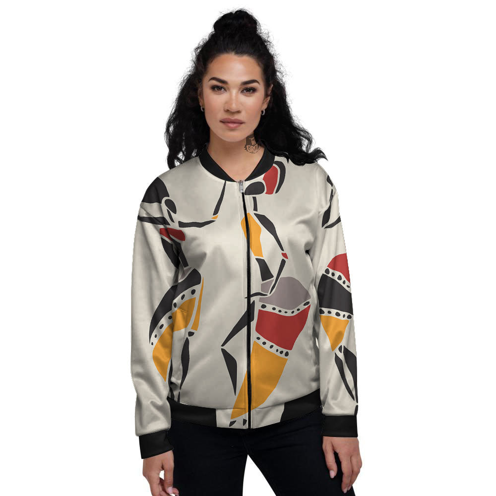 African Ethnic Girl Print Women's Bomber Jacket-grizzshop