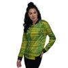 African Ethnic Green Print Women's Bomber Jacket-grizzshop