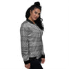 African Ethnic White And Black Print Women's Bomber Jacket-grizzshop