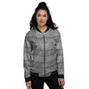 African Ethnic White And Black Print Women's Bomber Jacket-grizzshop