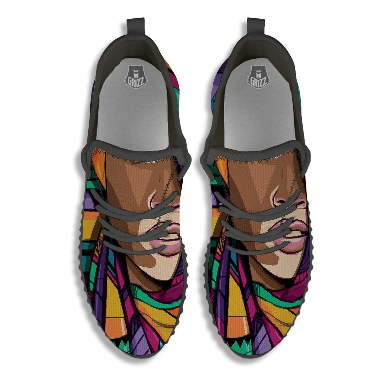 African Girl Art Print Black Walking Shoes-grizzshop