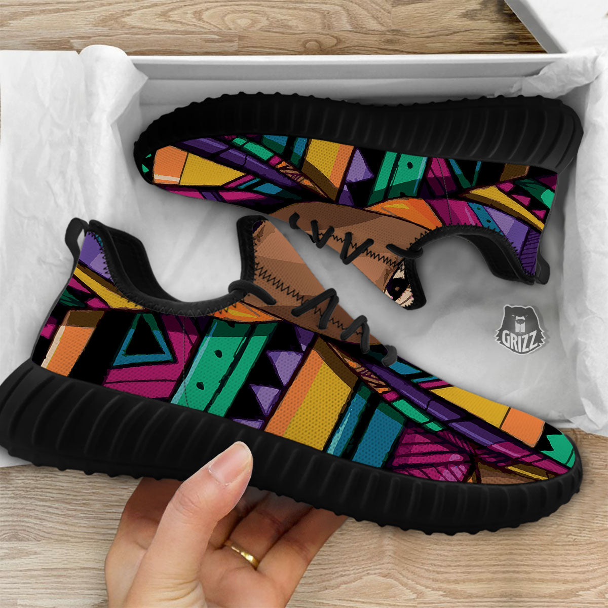 African Girl Art Print Black Walking Shoes-grizzshop