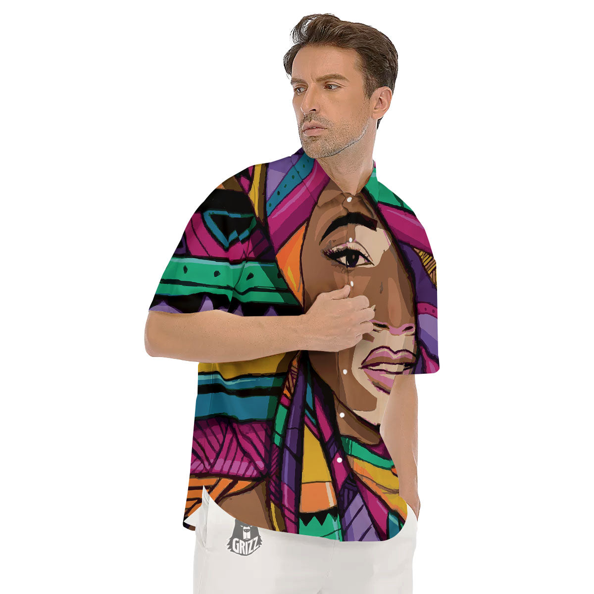 African Girl Art Print Men's Short Sleeve Shirts-grizzshop