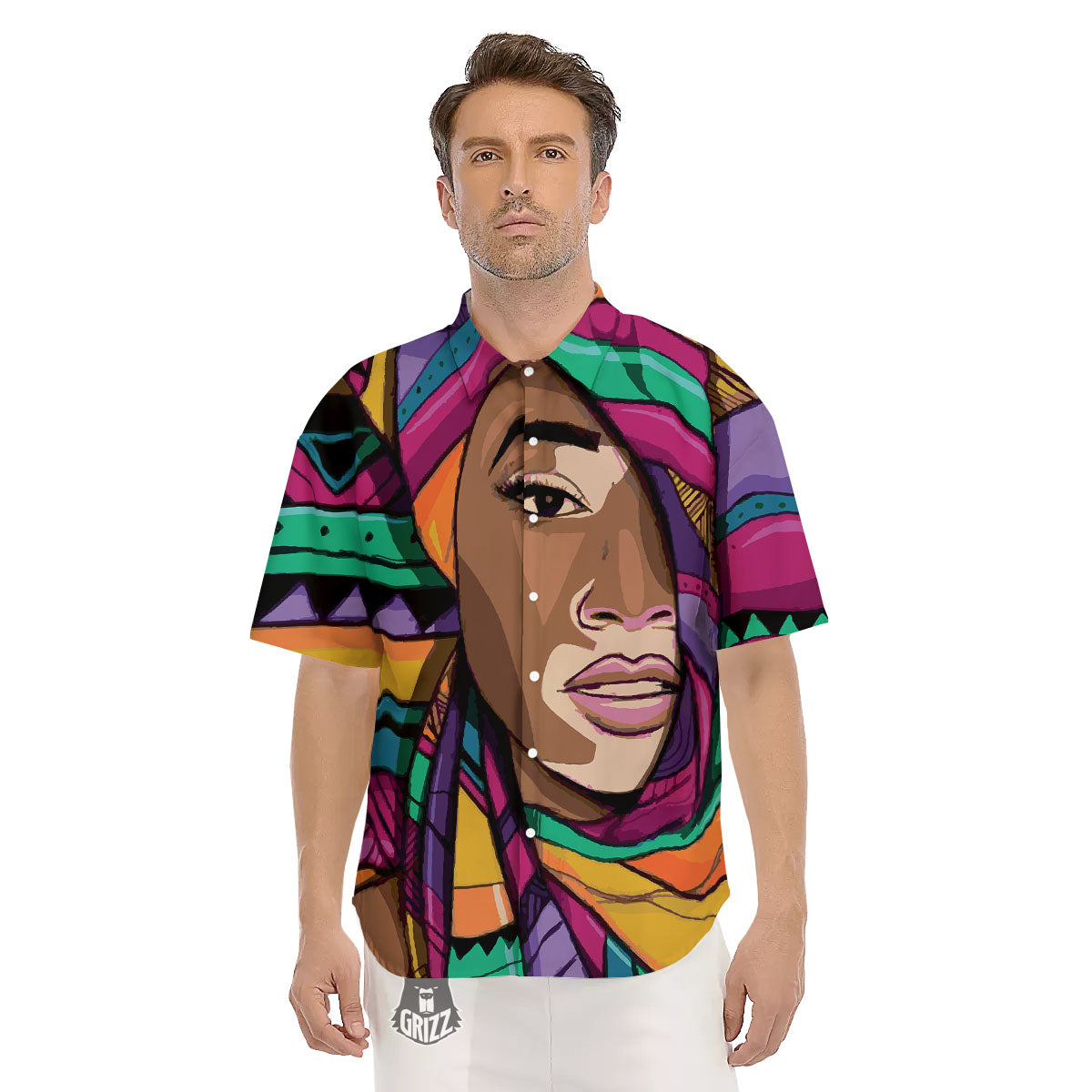 African Girl Art Print Men's Short Sleeve Shirts-grizzshop