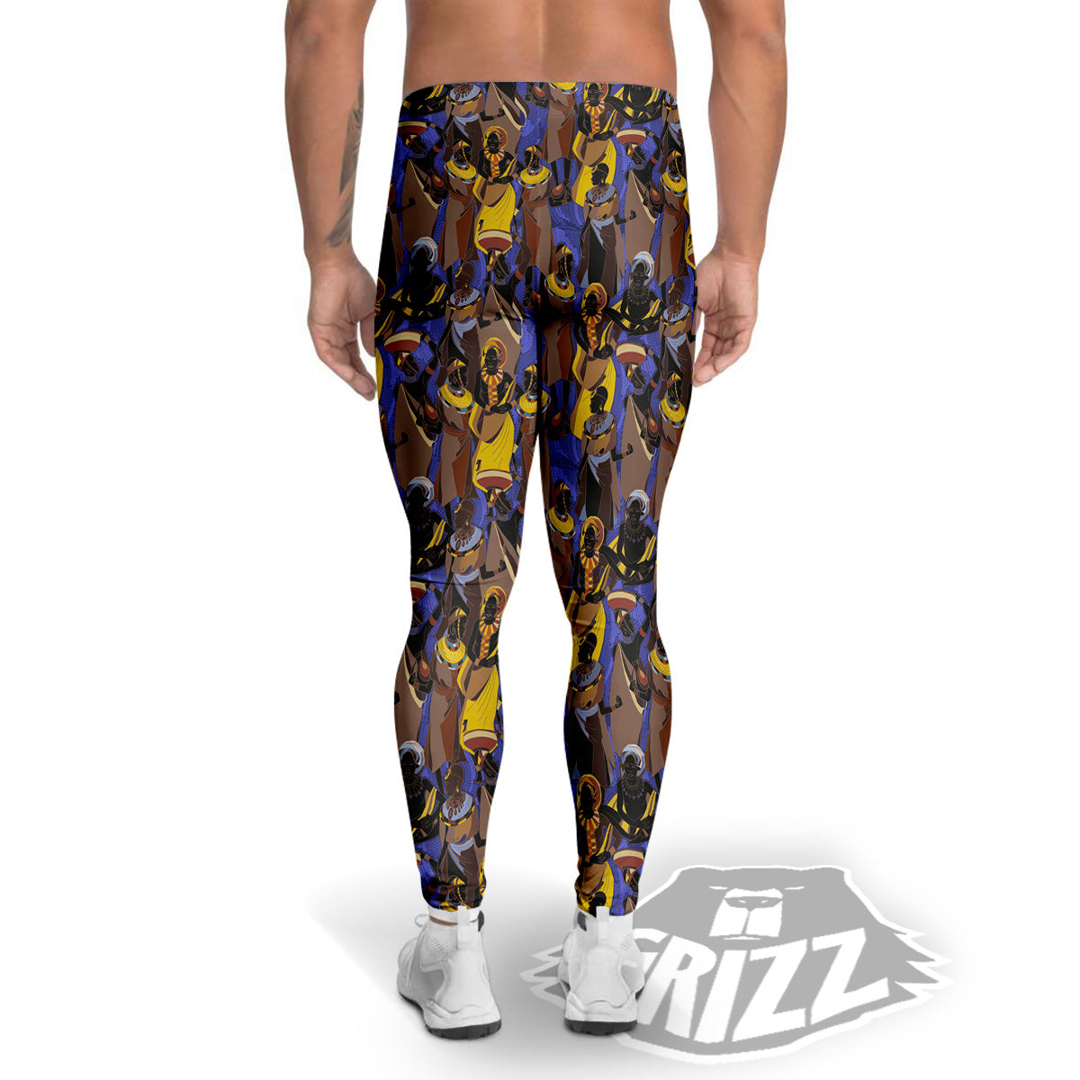 African Girl Art Print Pattern Men's Leggings-grizzshop