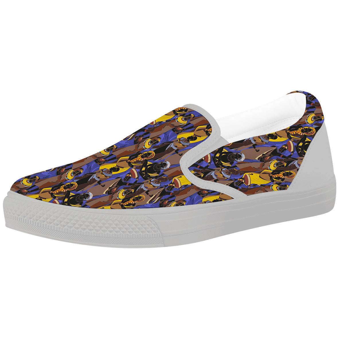 African Girl Art Print Pattern White Slip On Shoes-grizzshop