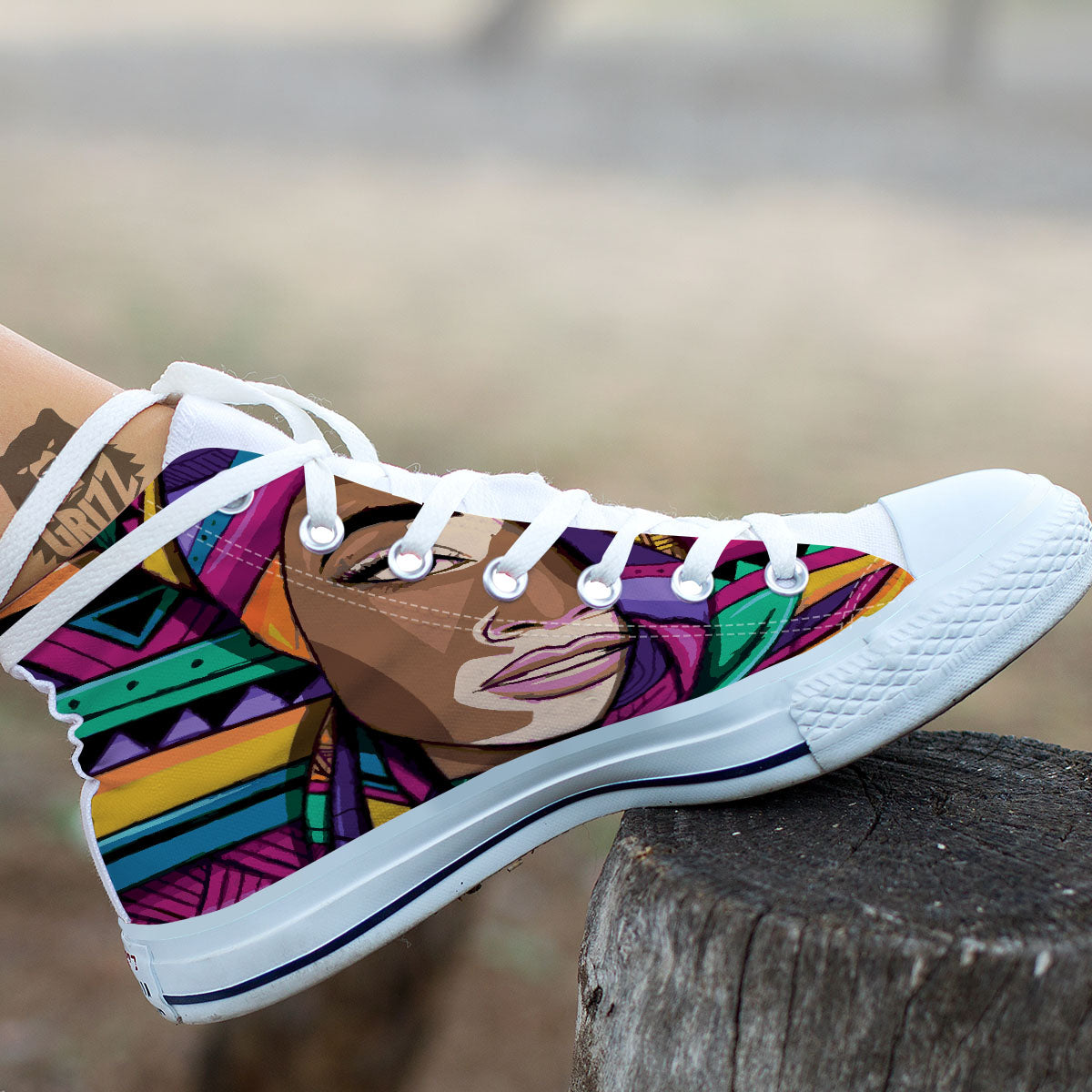 African Girl Art Print White High Top Shoes-grizzshop