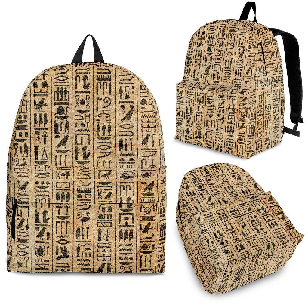 African Hieroglyphics Pattern Print Backpack-grizzshop