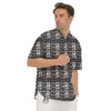 African Inspired White And Black Print Men's Short Sleeve Shirts-grizzshop