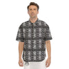 African Inspired White And Black Print Men's Short Sleeve Shirts-grizzshop