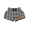 African Inspired White And Black Print Muay Thai Boxing Shorts-grizzshop