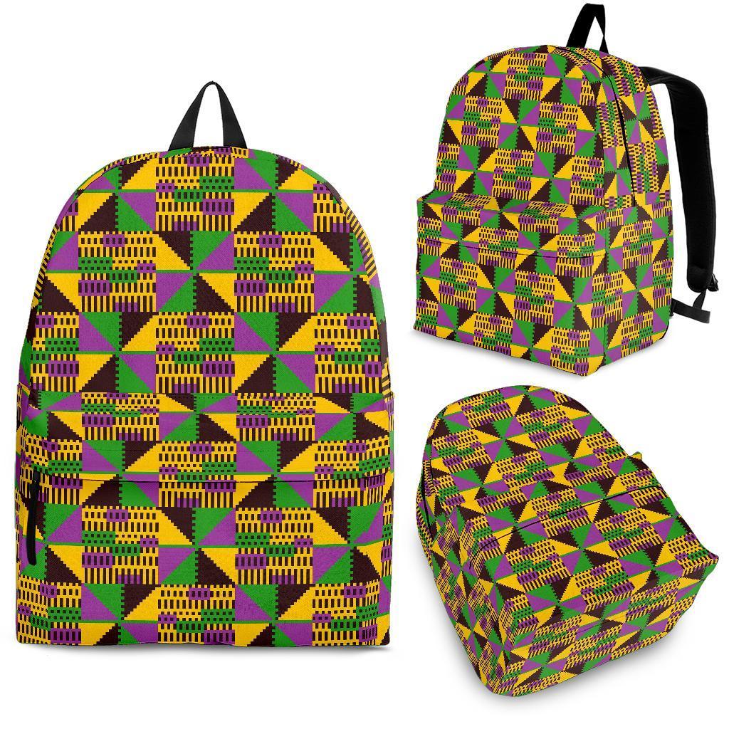 African Kente Pattern Print Backpack-grizzshop