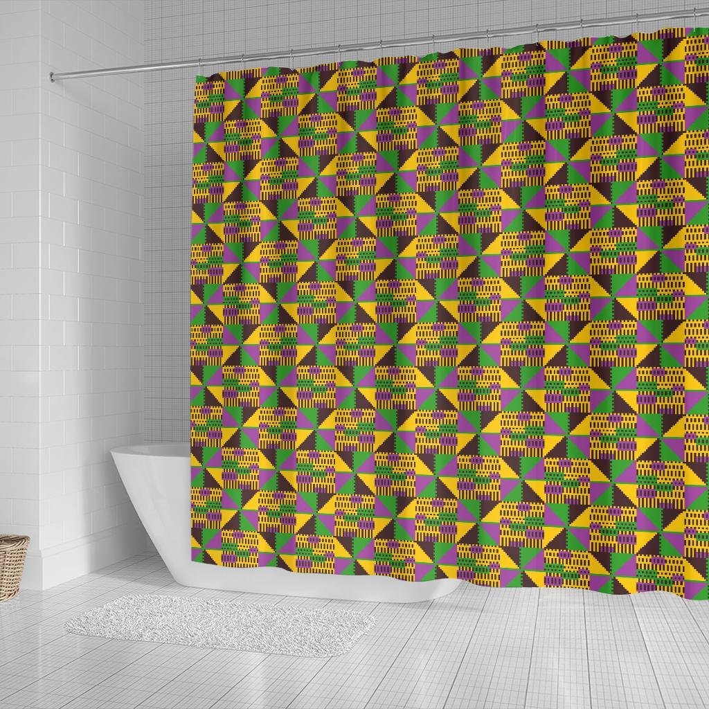 African Kente Pattern Print Bathroom Shower Curtain-grizzshop