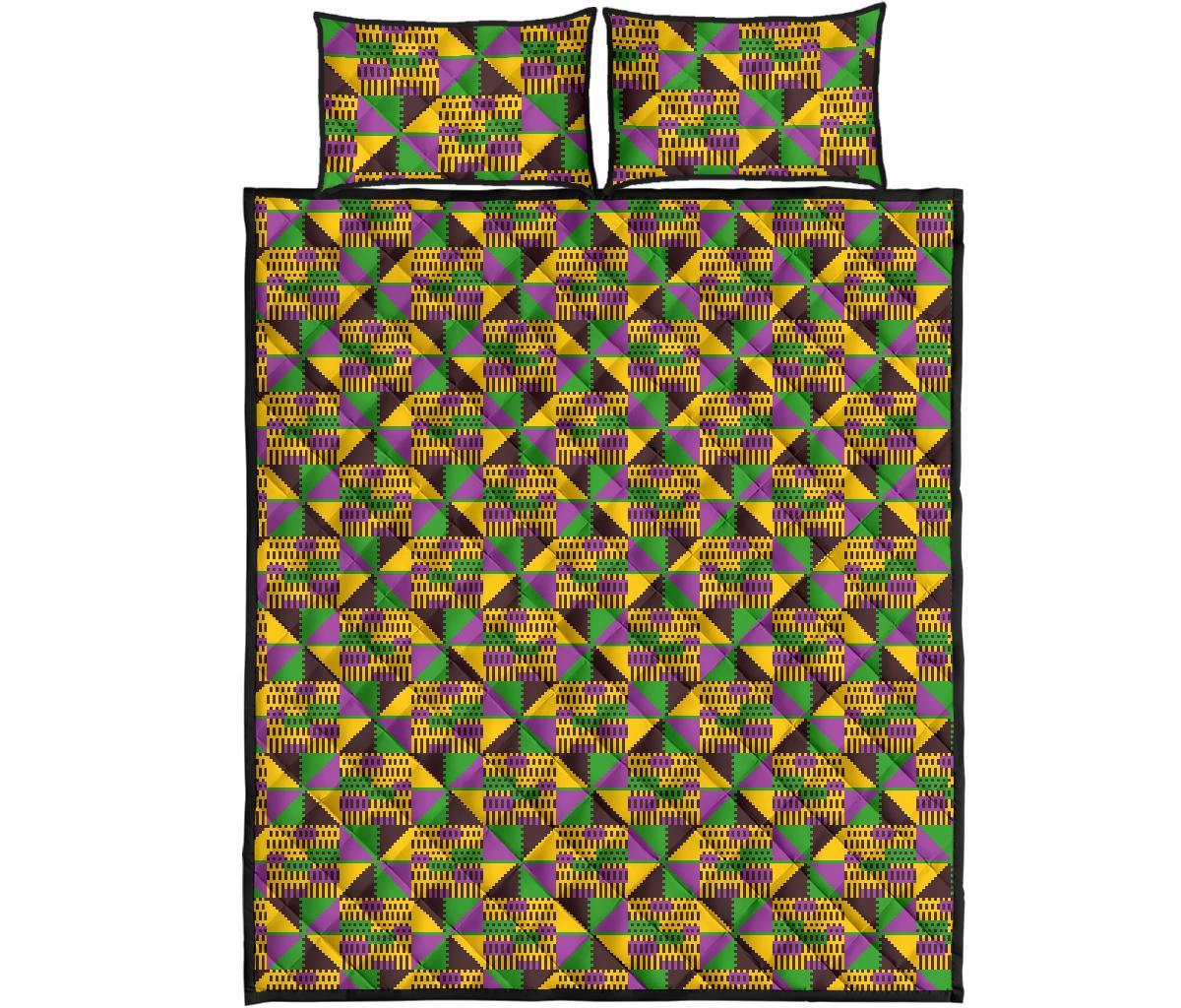 African Kente Pattern Print Bed Set Quilt-grizzshop