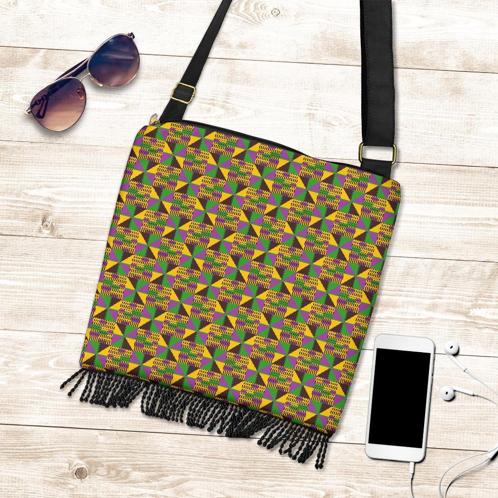 African Kente Pattern Print Crossbody bags-grizzshop