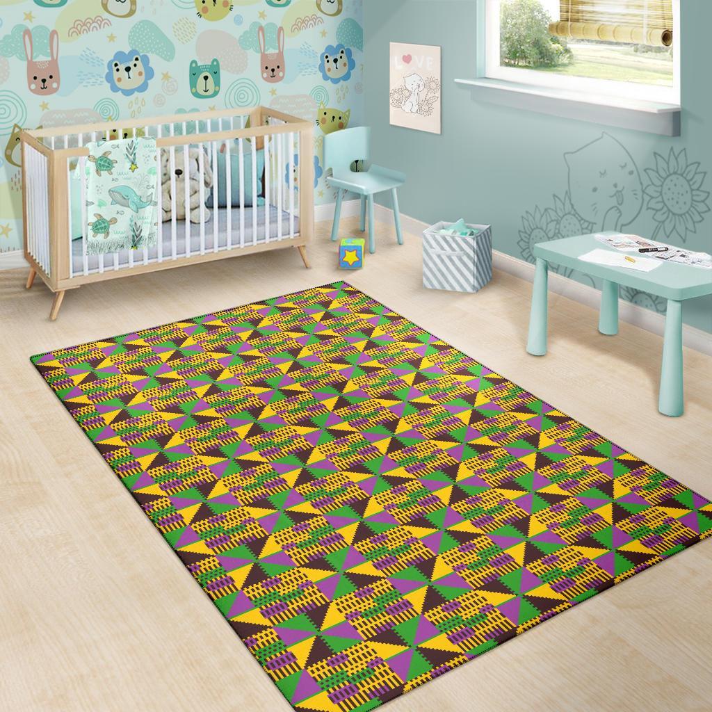 African Kente Pattern Print Floor Mat-grizzshop