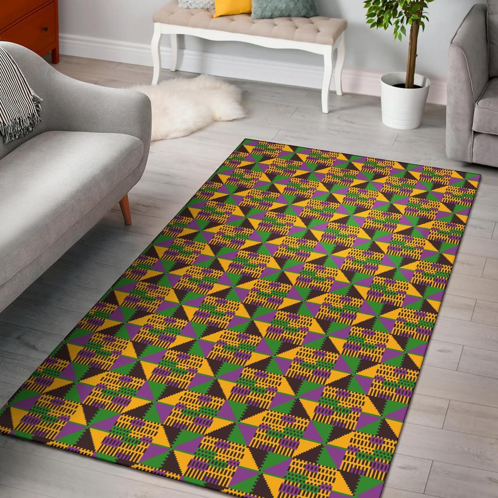 African Kente Pattern Print Floor Mat-grizzshop