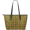 African Kente Pattern Print Leather Tote Bag-grizzshop