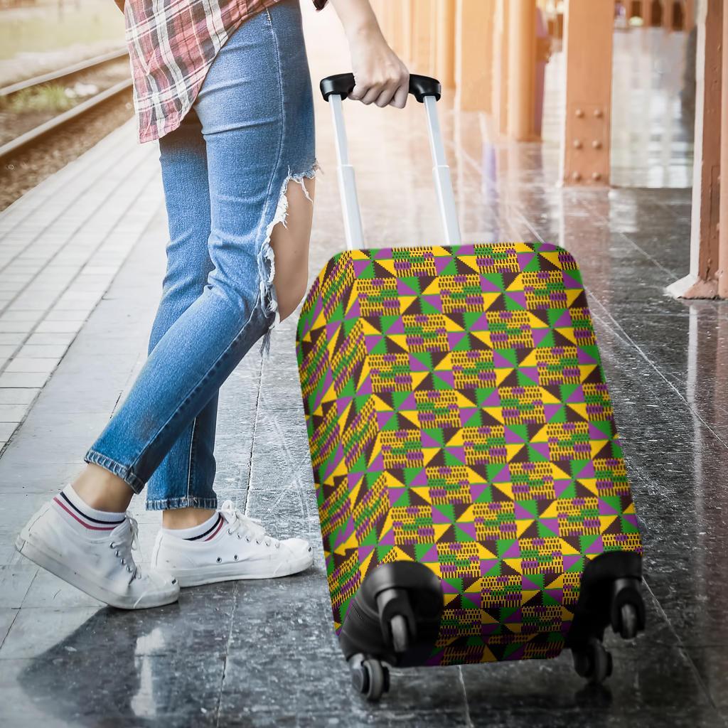 African Kente Pattern Print Luggage Cover Protector-grizzshop