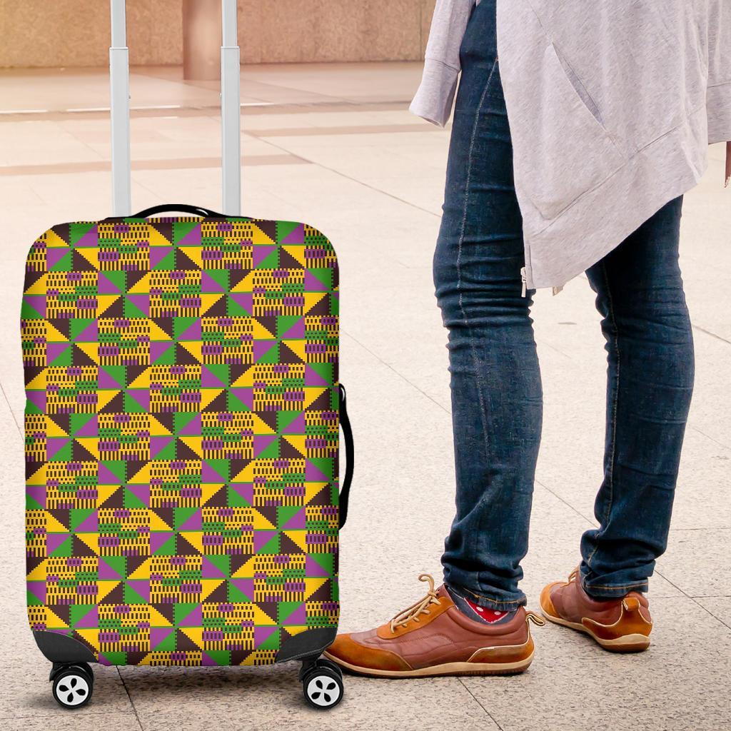 African Kente Pattern Print Luggage Cover Protector-grizzshop