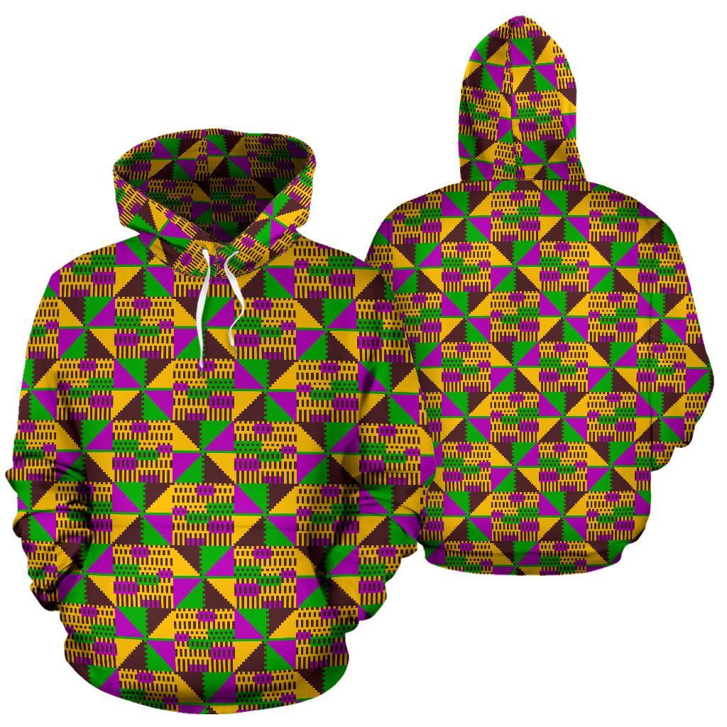 African Kente Pattern Print Men Women Pullover Hoodie-grizzshop