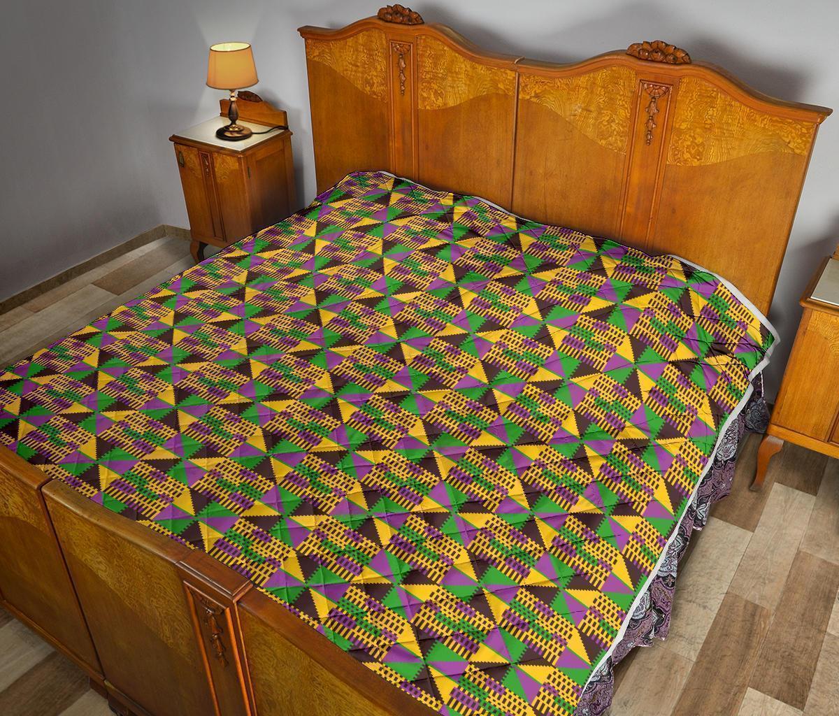 African Kente Pattern Print Quilt-grizzshop