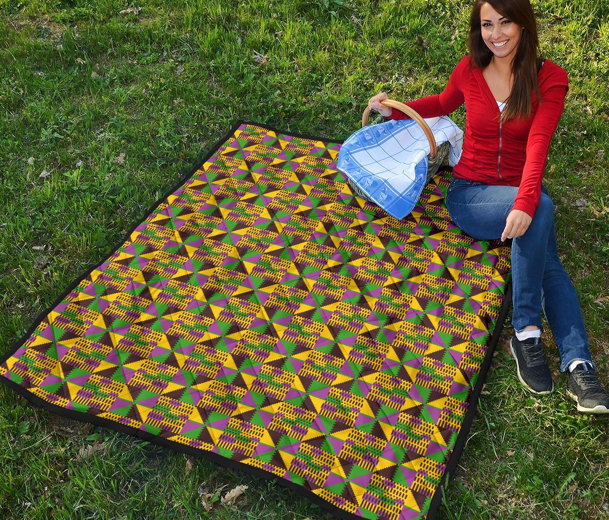 African Kente Pattern Print Quilt-grizzshop