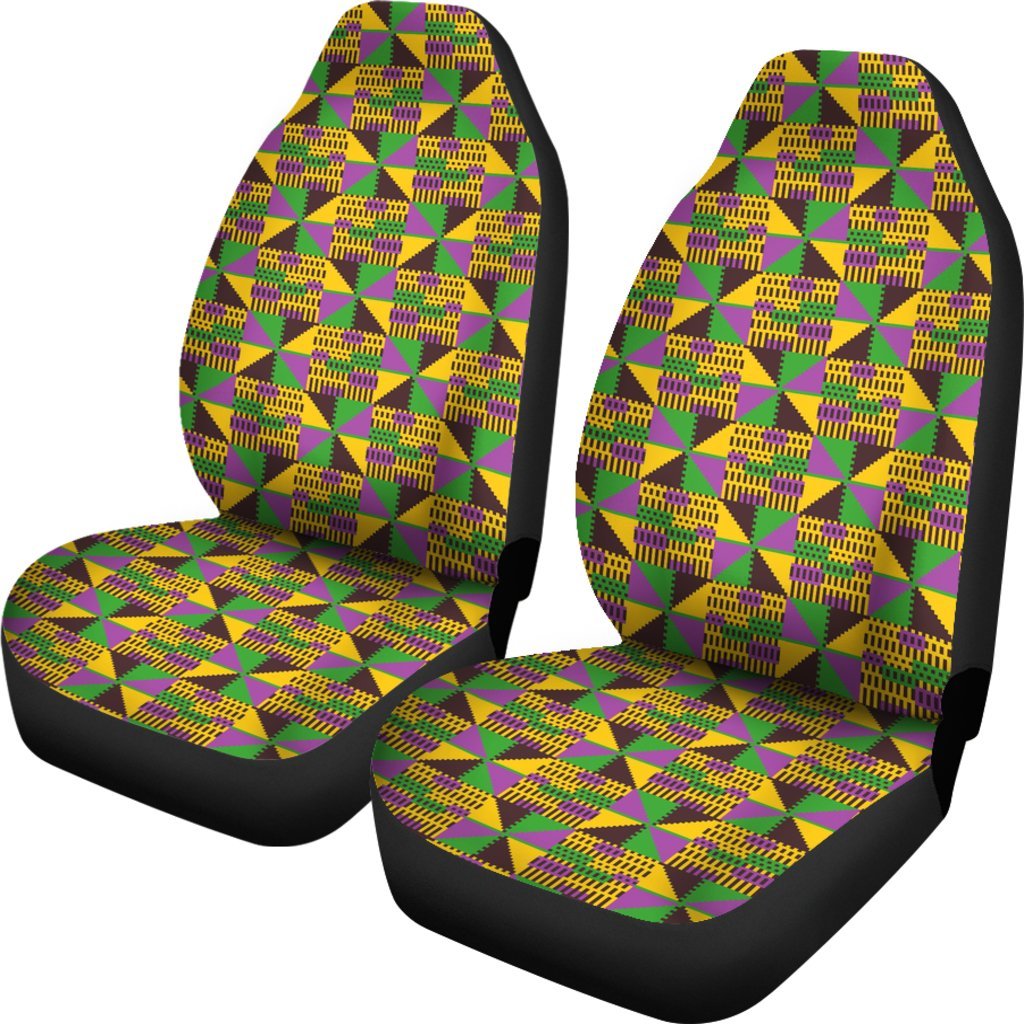 African Kente Pattern Print Universal Fit Car Seat Covers-grizzshop