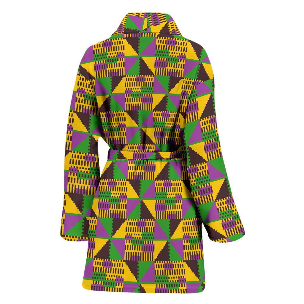 African Kente Pattern Print Women Long Robe-grizzshop