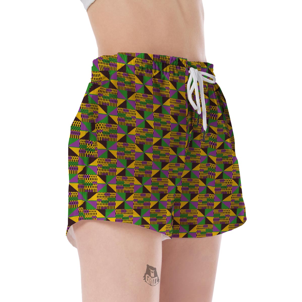 African Kente Pattern Print Women's Shorts-grizzshop