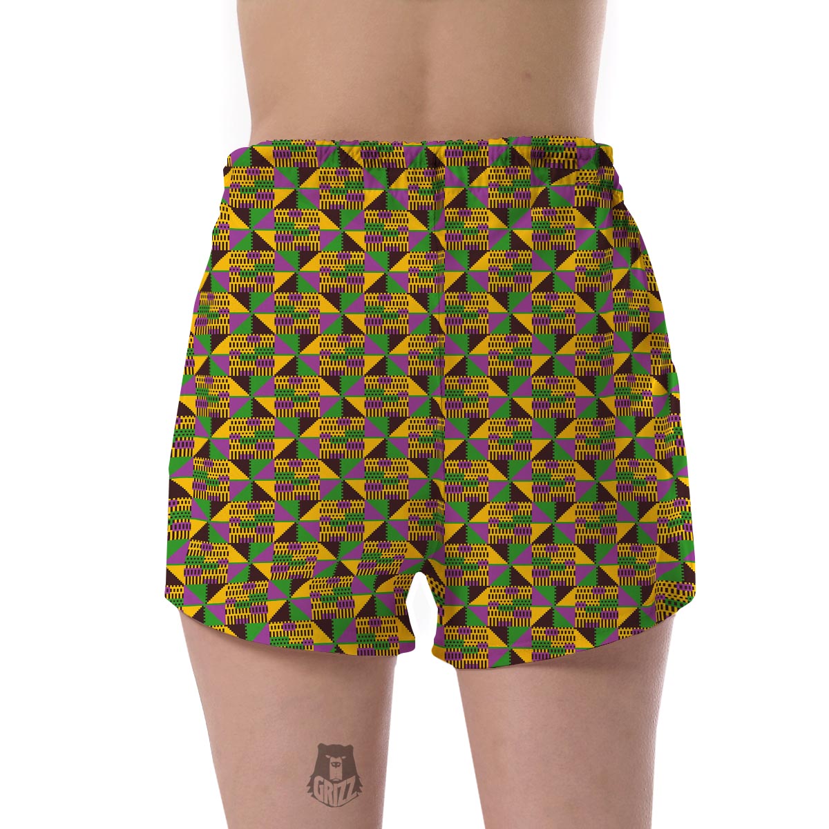 African Kente Pattern Print Women's Shorts-grizzshop