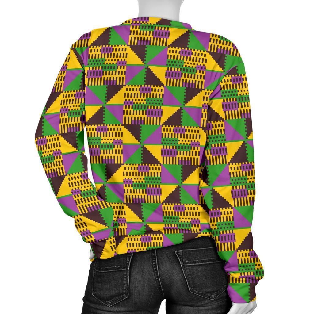 African Kente Pattern Print Women's Sweatshirt-grizzshop