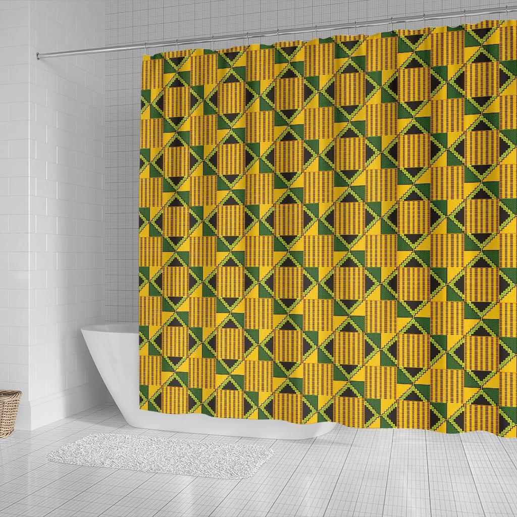 African Kente Print Pattern Bathroom Shower Curtain-grizzshop