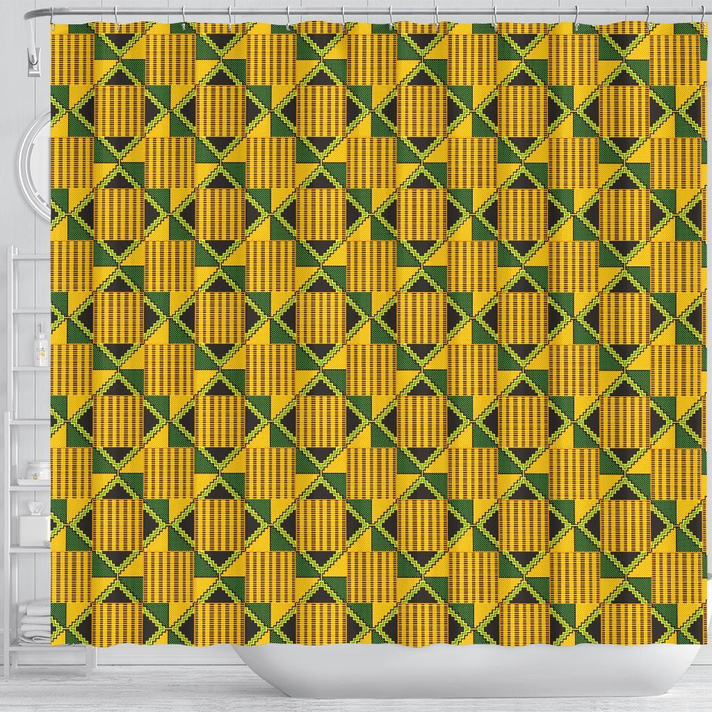 African Kente Print Pattern Bathroom Shower Curtain-grizzshop