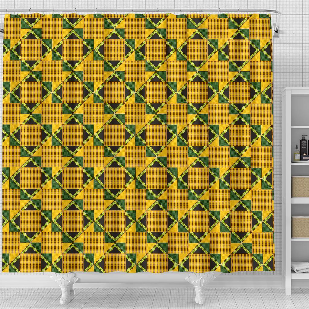 African Kente Print Pattern Bathroom Shower Curtain-grizzshop