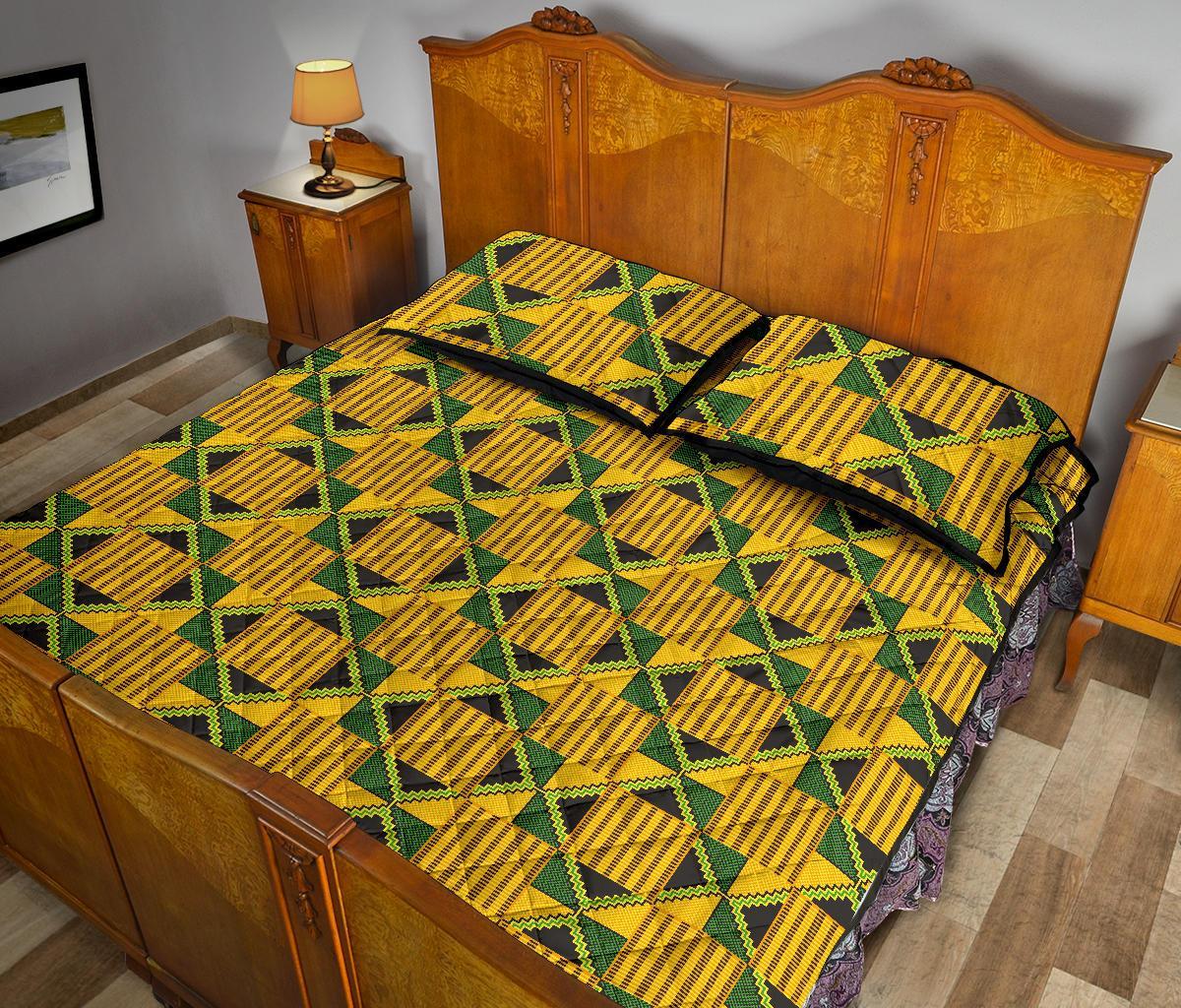 African Kente Print Pattern Bed Set Quilt-grizzshop