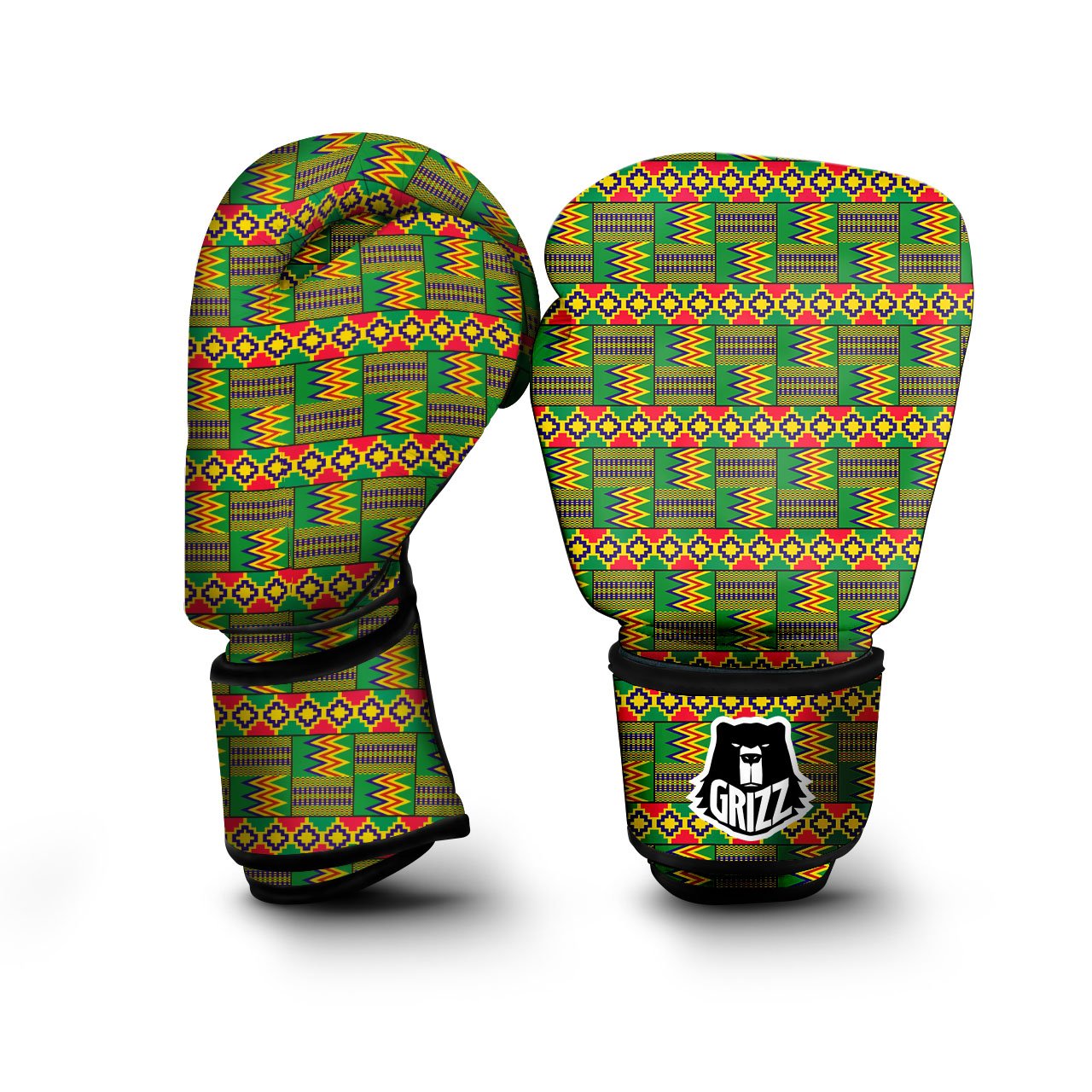 African Kente Print Pattern Boxing Gloves-grizzshop