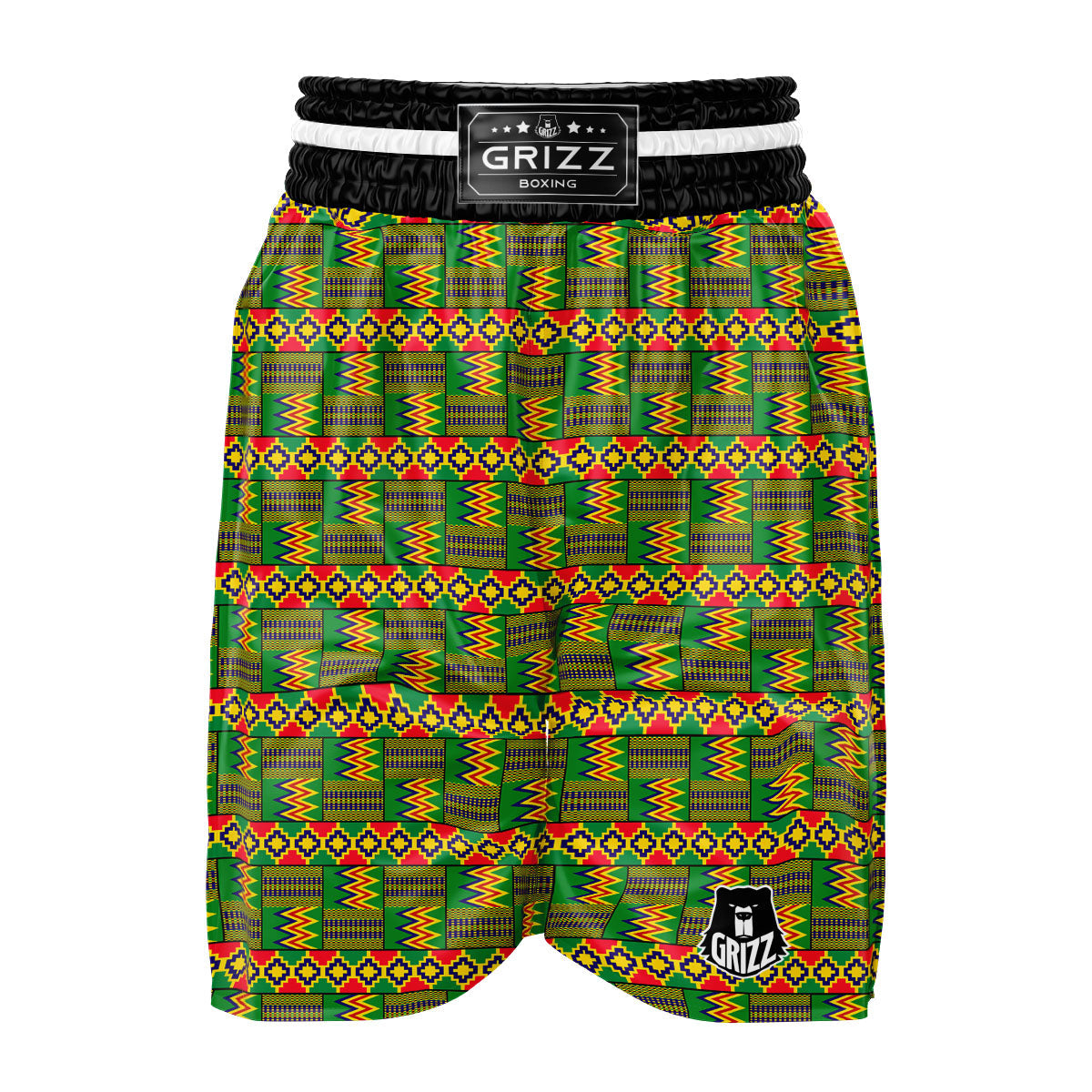 African Kente Print Pattern Boxing Shorts-grizzshop
