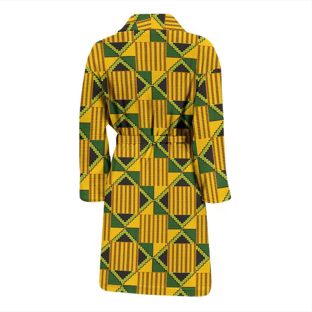 African Kente Print Pattern Men Long Robe-grizzshop