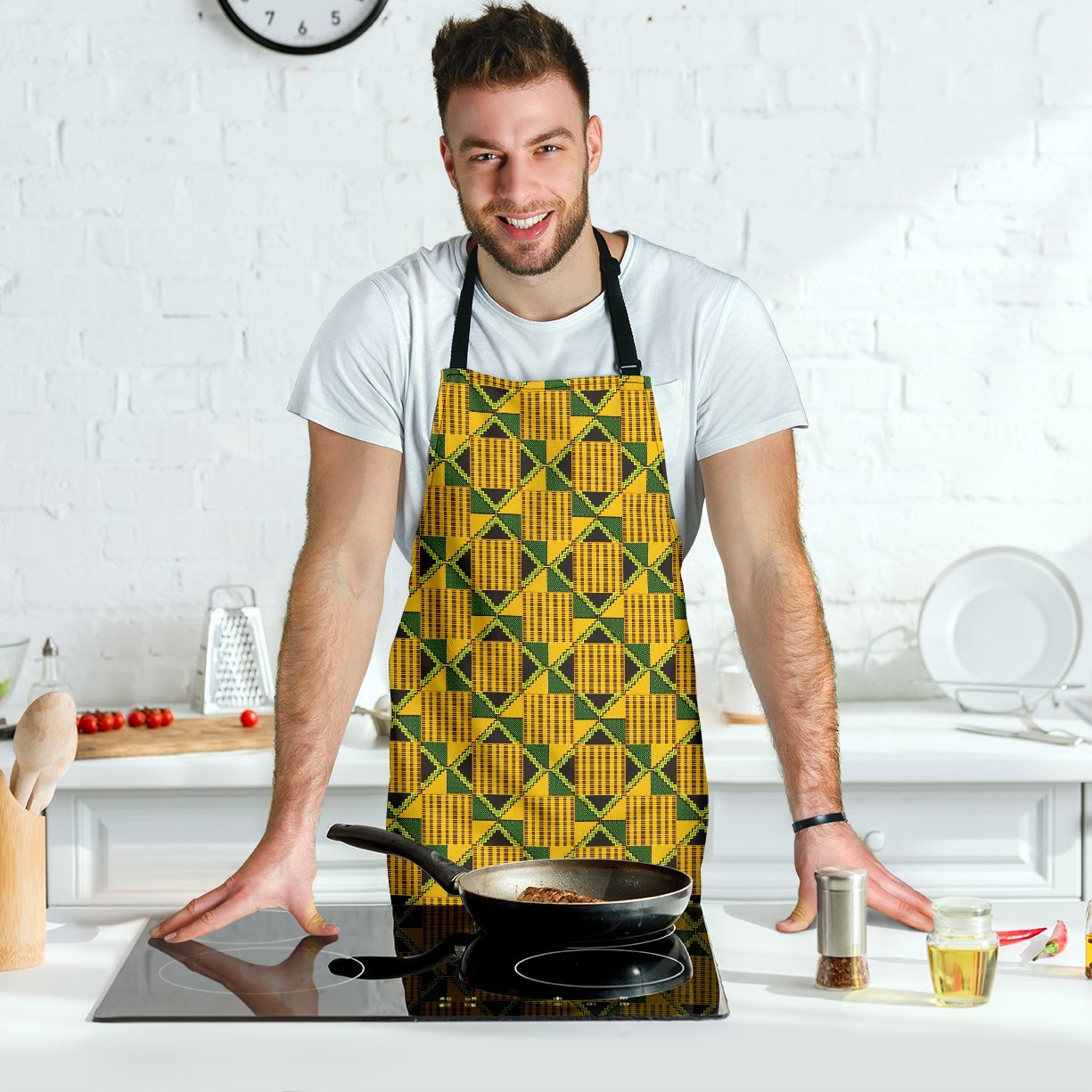 African Kente Print Pattern Men's Apron-grizzshop