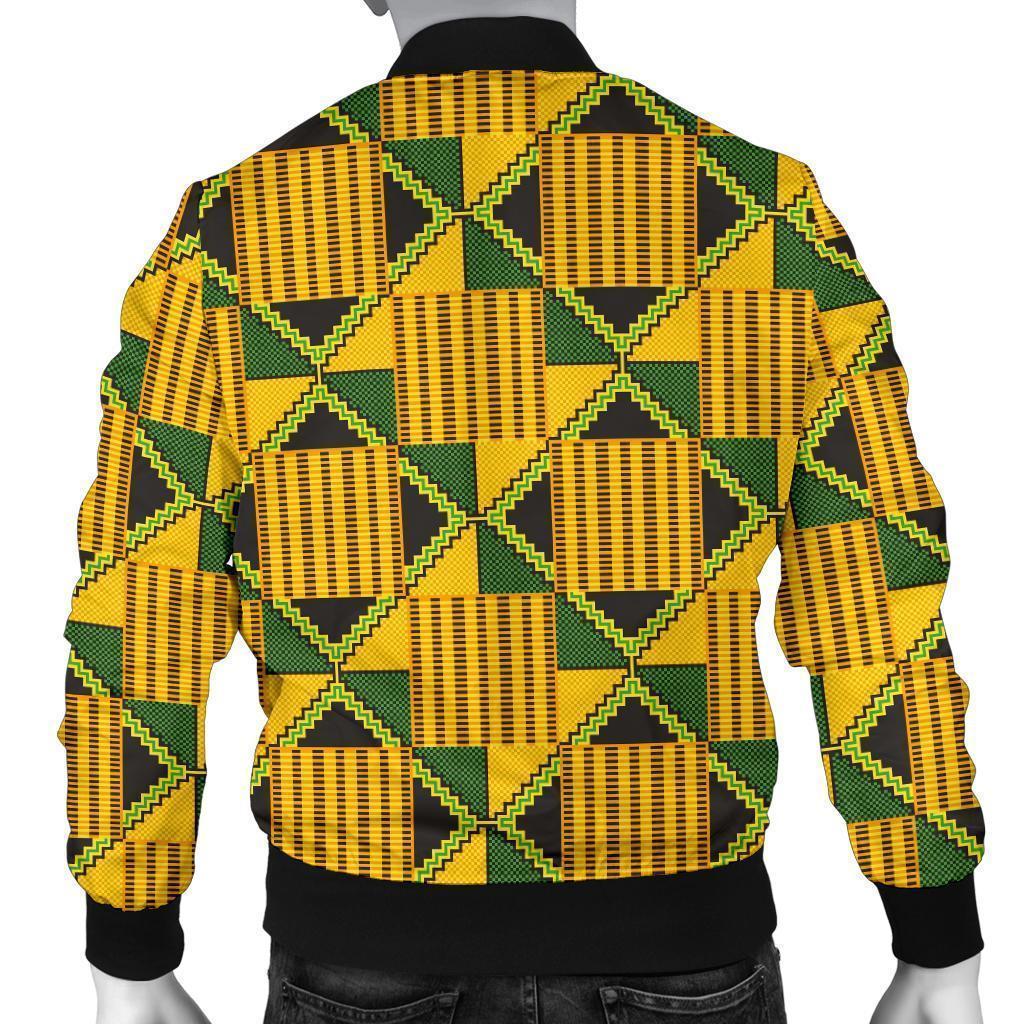 African Kente Print Pattern Men's Bomber Jacket-grizzshop