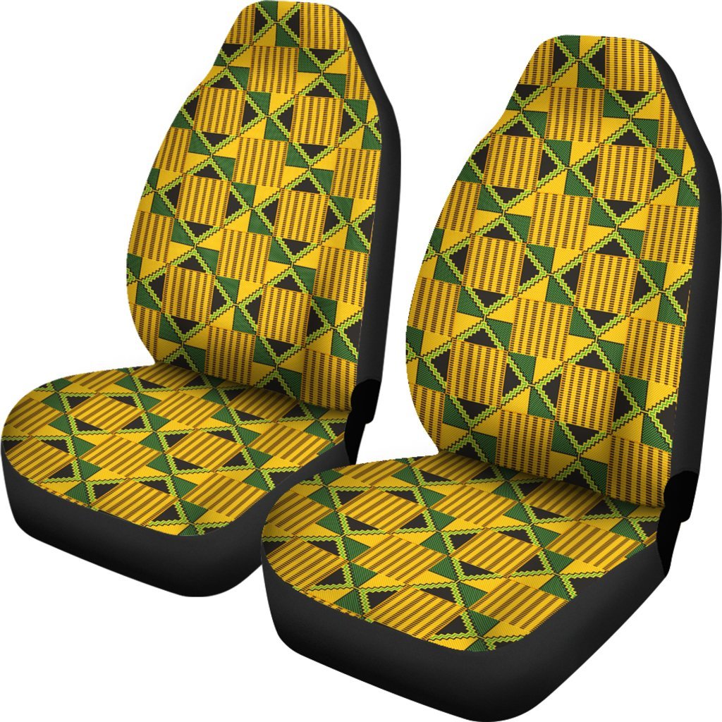 African Kente Print Pattern Universal Fit Car Seat Covers-grizzshop