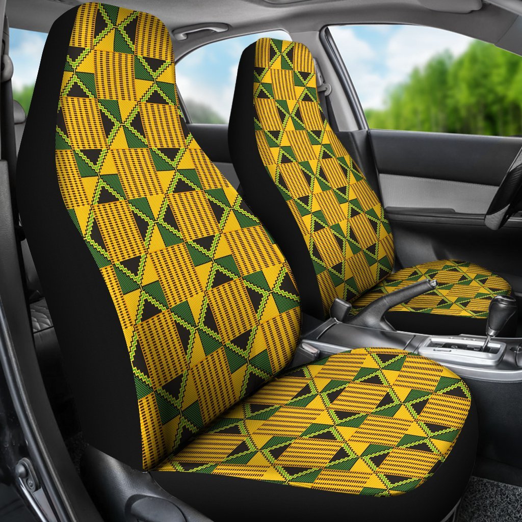 African Kente Print Pattern Universal Fit Car Seat Covers-grizzshop