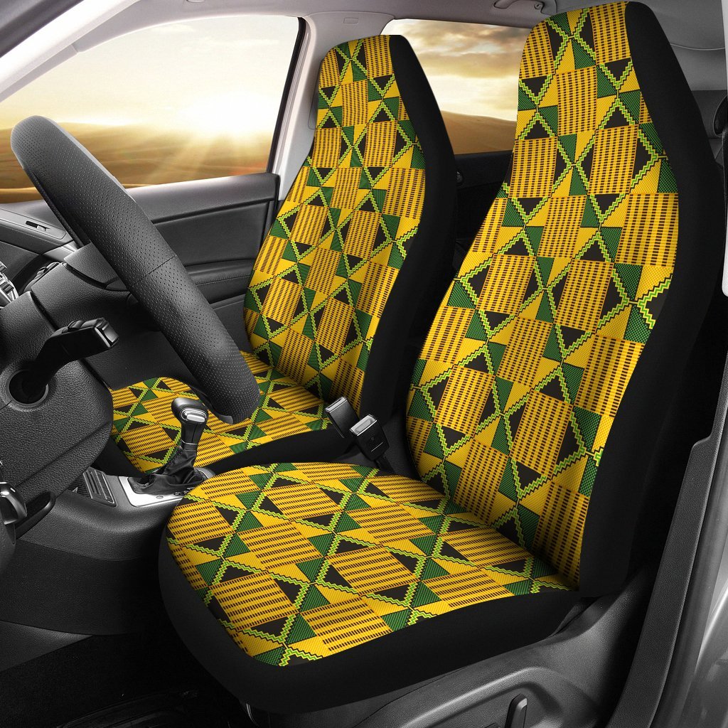 African Kente Print Pattern Universal Fit Car Seat Covers-grizzshop