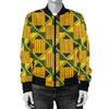 African Kente Print Pattern Women Casual Bomber Jacket-grizzshop