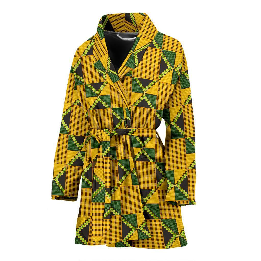 African Kente Print Pattern Women Long Robe-grizzshop