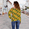 African Kente Print Pattern Women Off Shoulder Sweatshirt-grizzshop