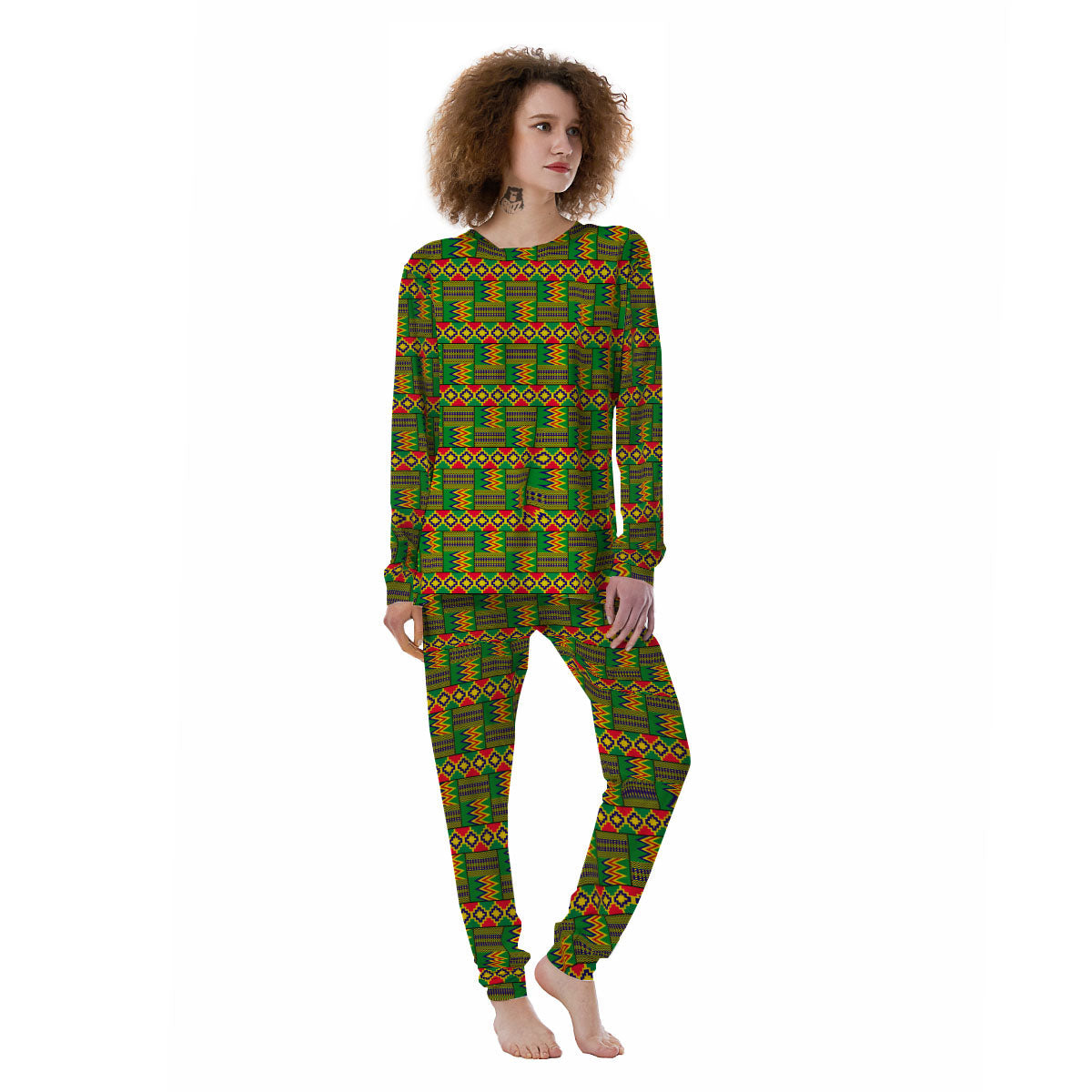 African Kente Print Pattern Women's Pajamas-grizzshop